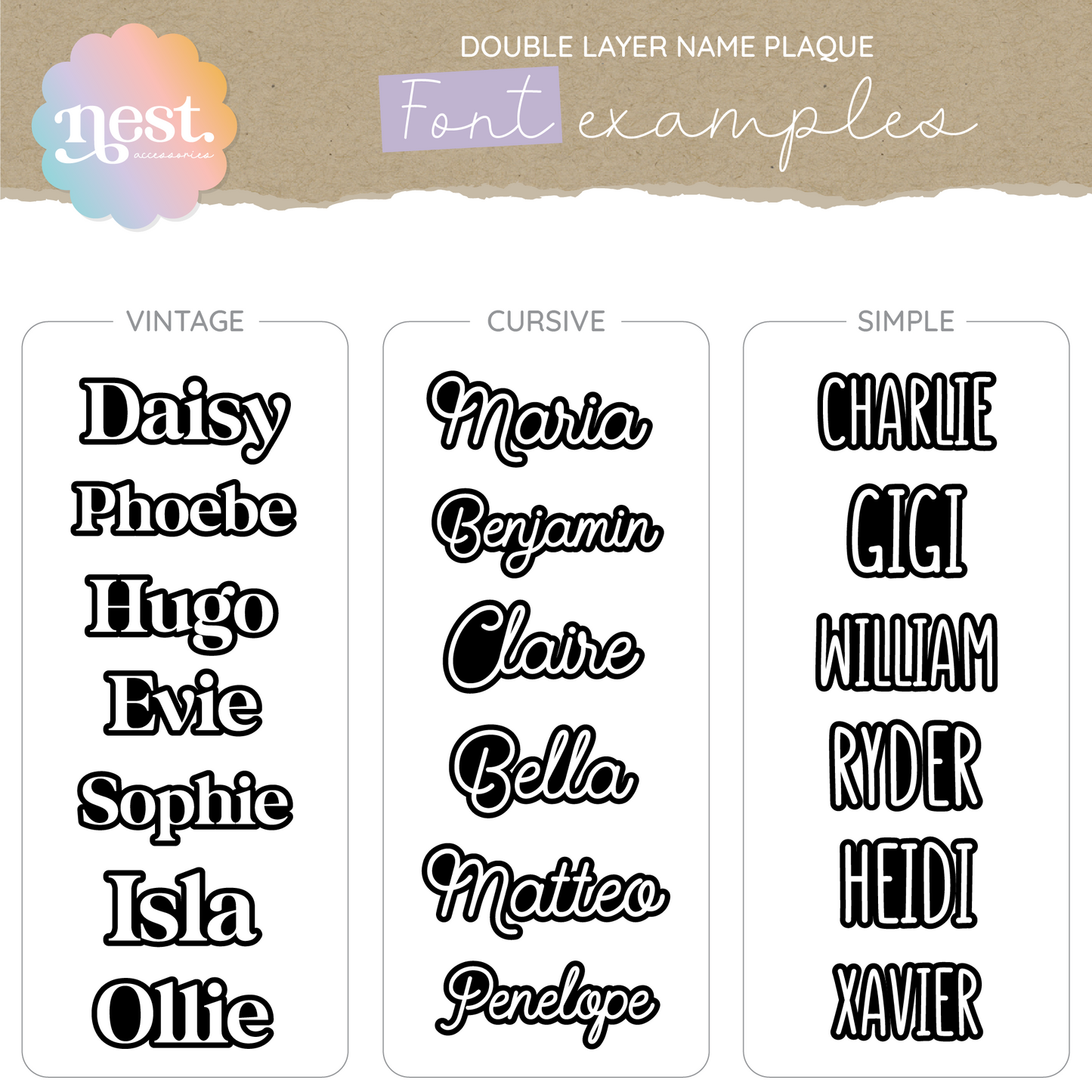 Double Layer Name Plaque | Choose your own font & colours