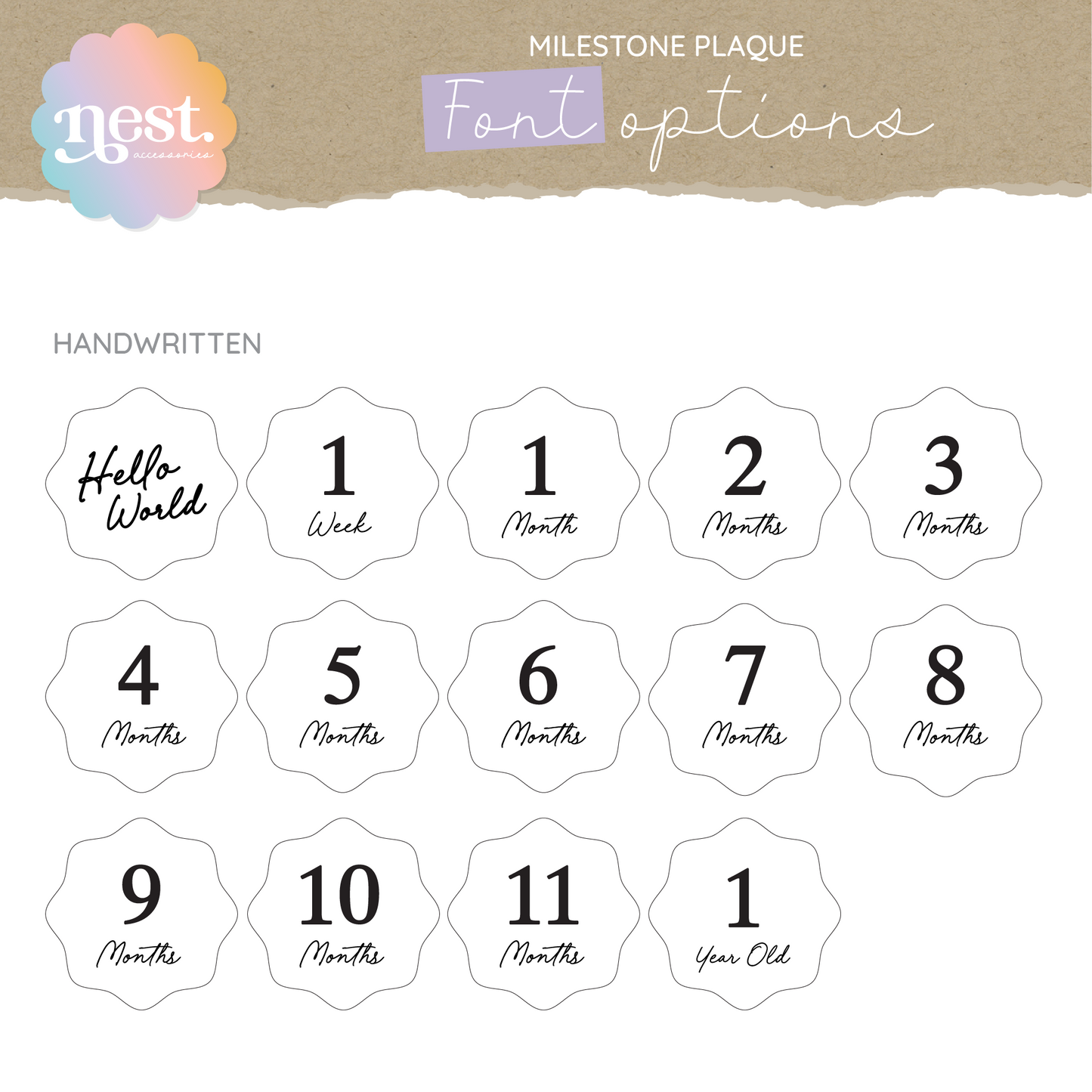 Acrylic Milestone Set - Wavy | Choose your own font & colours