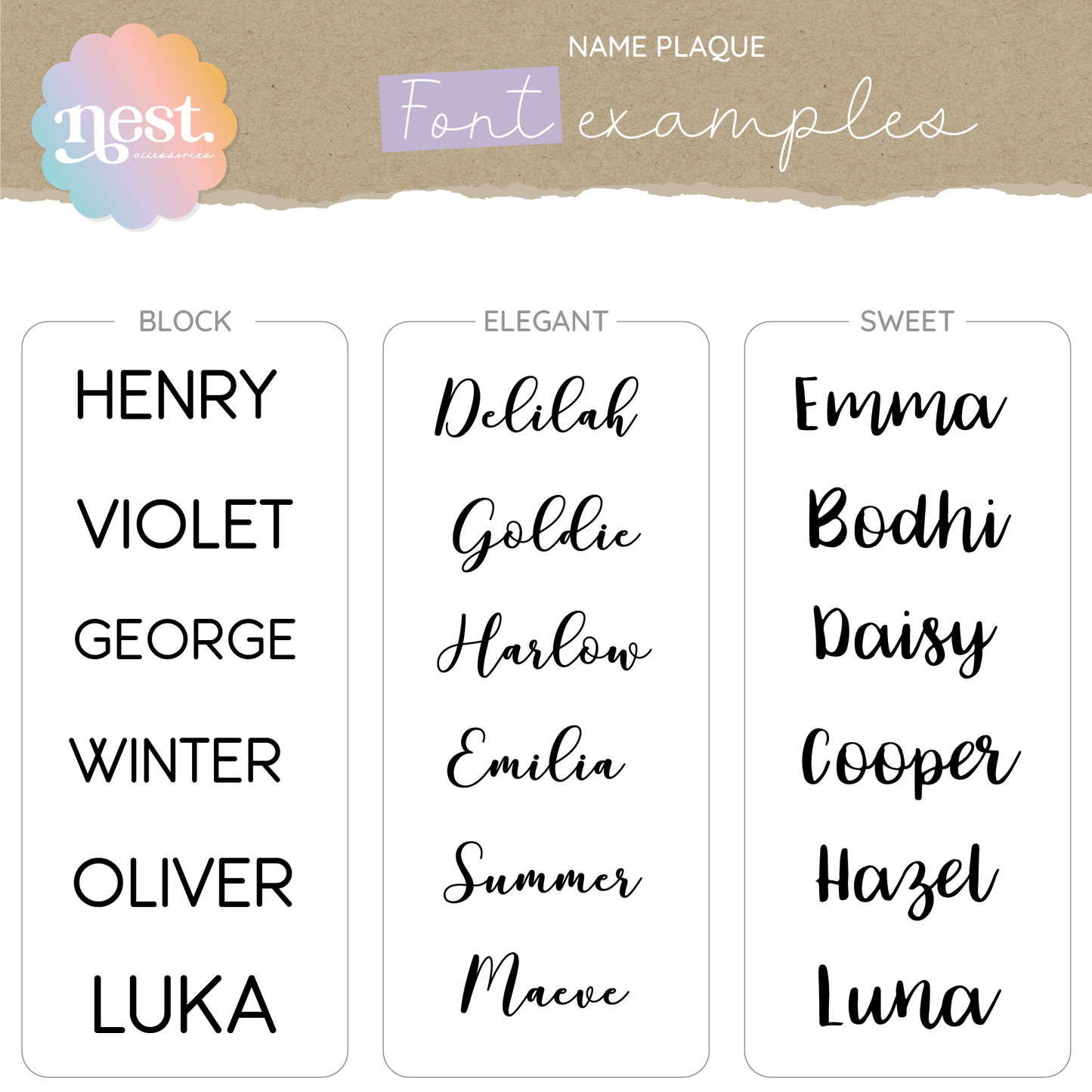 Mirror Name Plaque | Choose your own font & colour