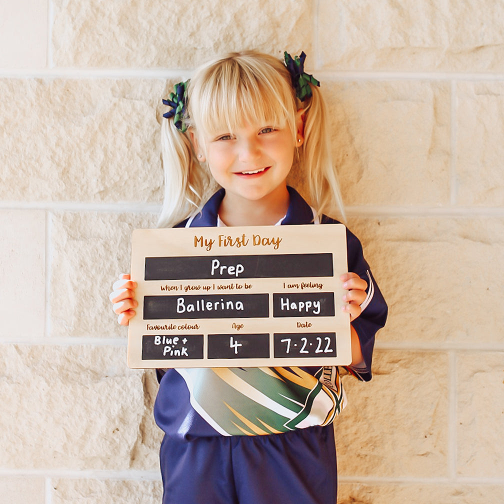 wipe open little girls Nest Accessories My First Day Milestone Photo Board