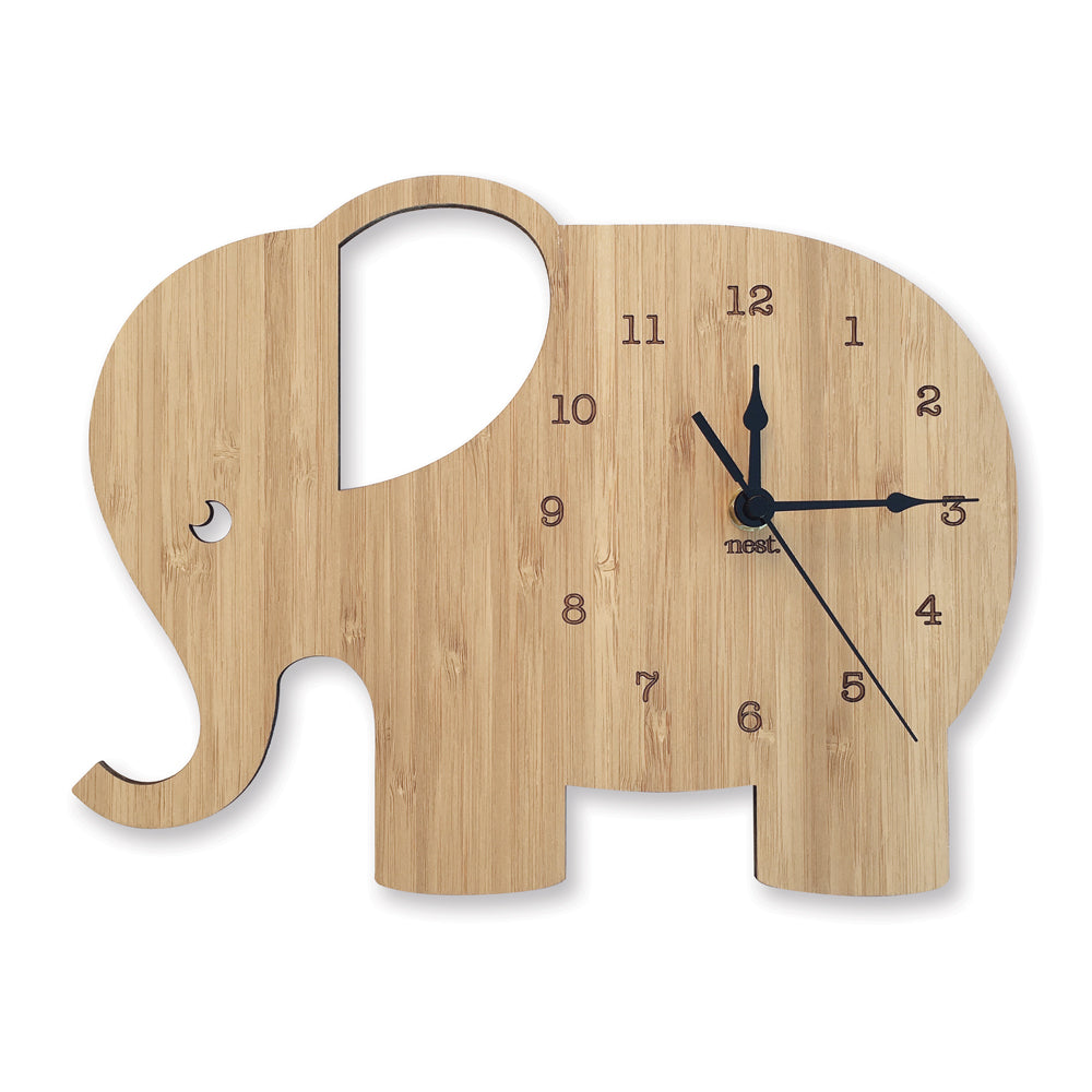 Elephant Wall Clock - Wood