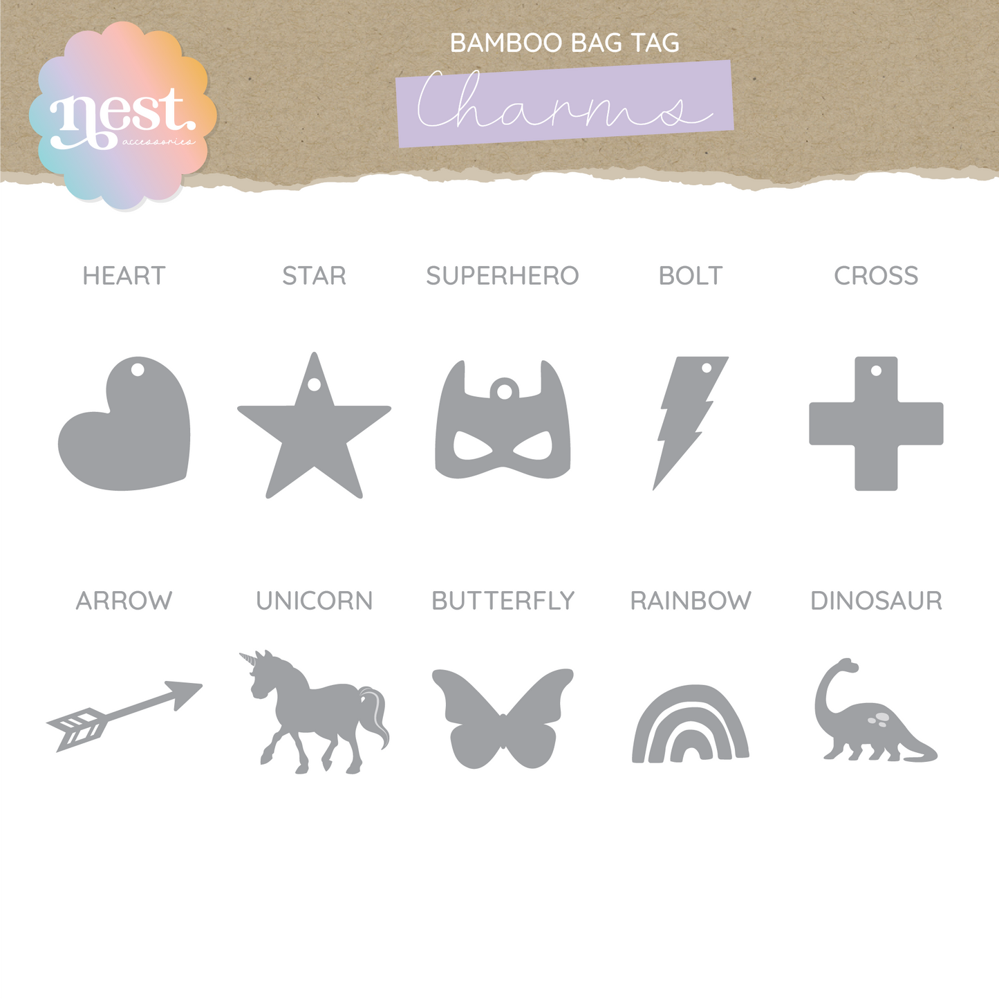 Bamboo Bag Tag with Charm