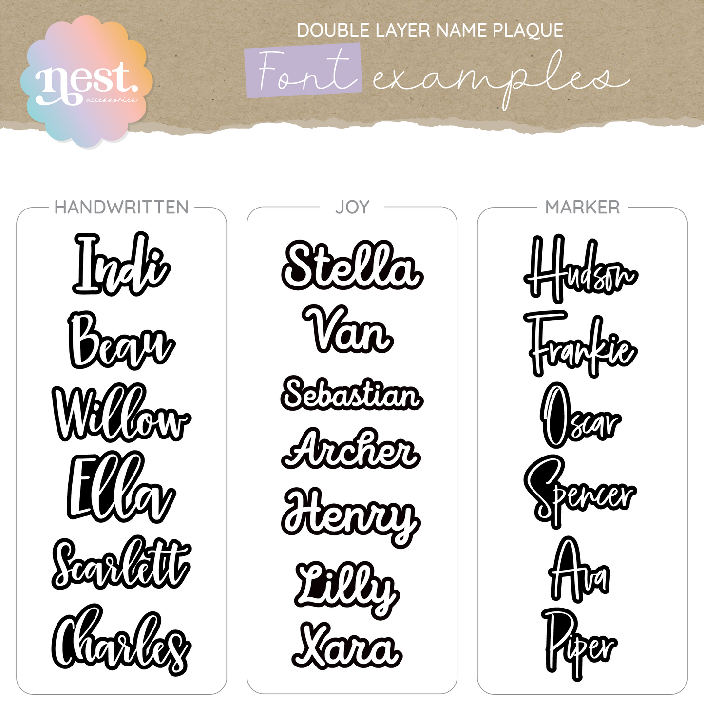 Double Layer Name Plaque | Choose your own font & colours