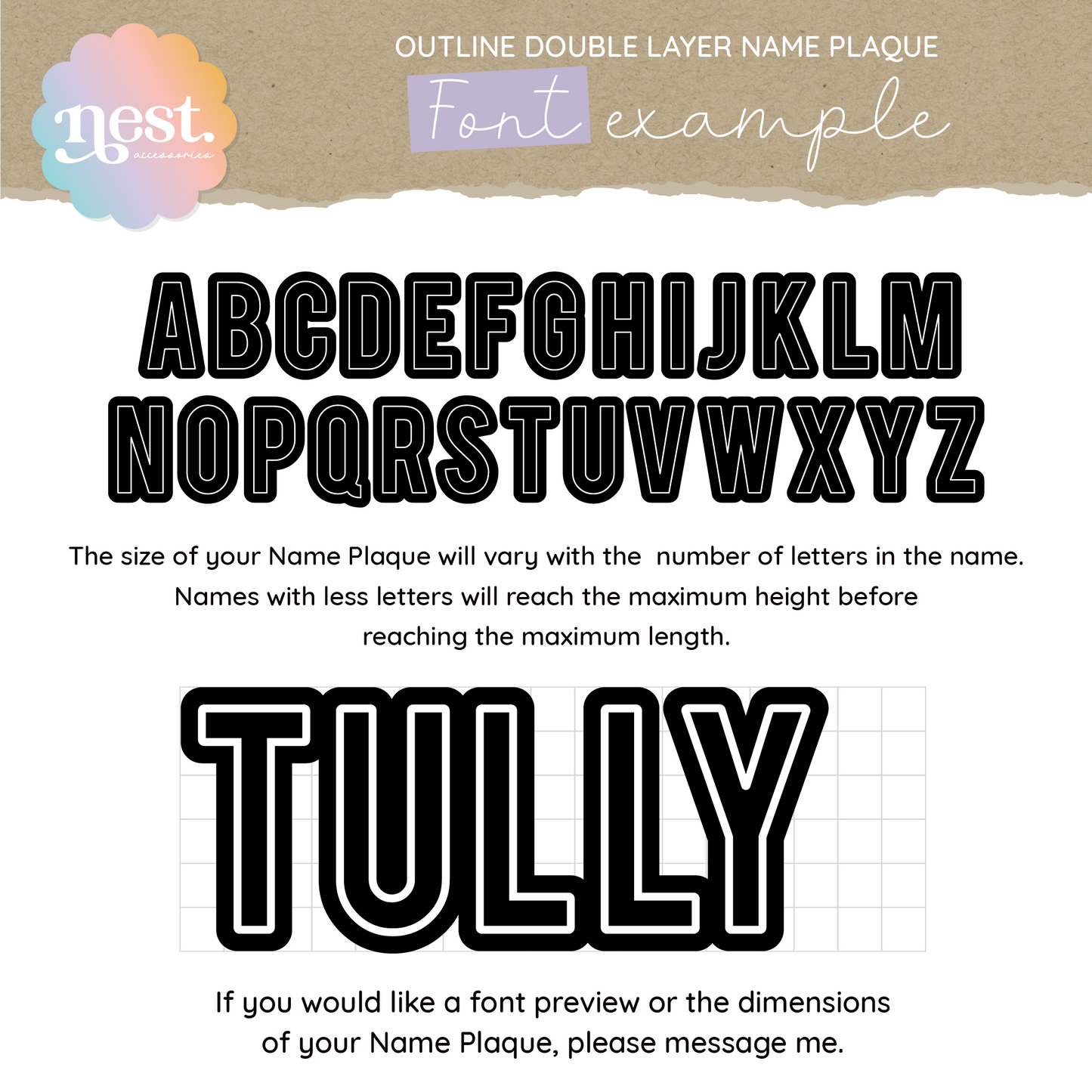 Outline Double Layer Name Plaque | Choose your own colours