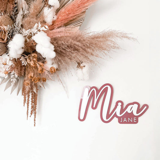 Double Layer First & Middle Name Plaque| Choose your own font & colours