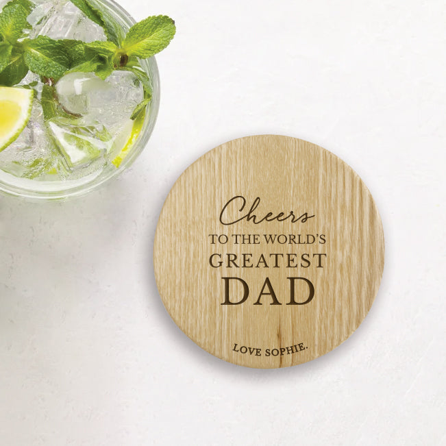 Father's Day Wooden Coaster - Cheers
