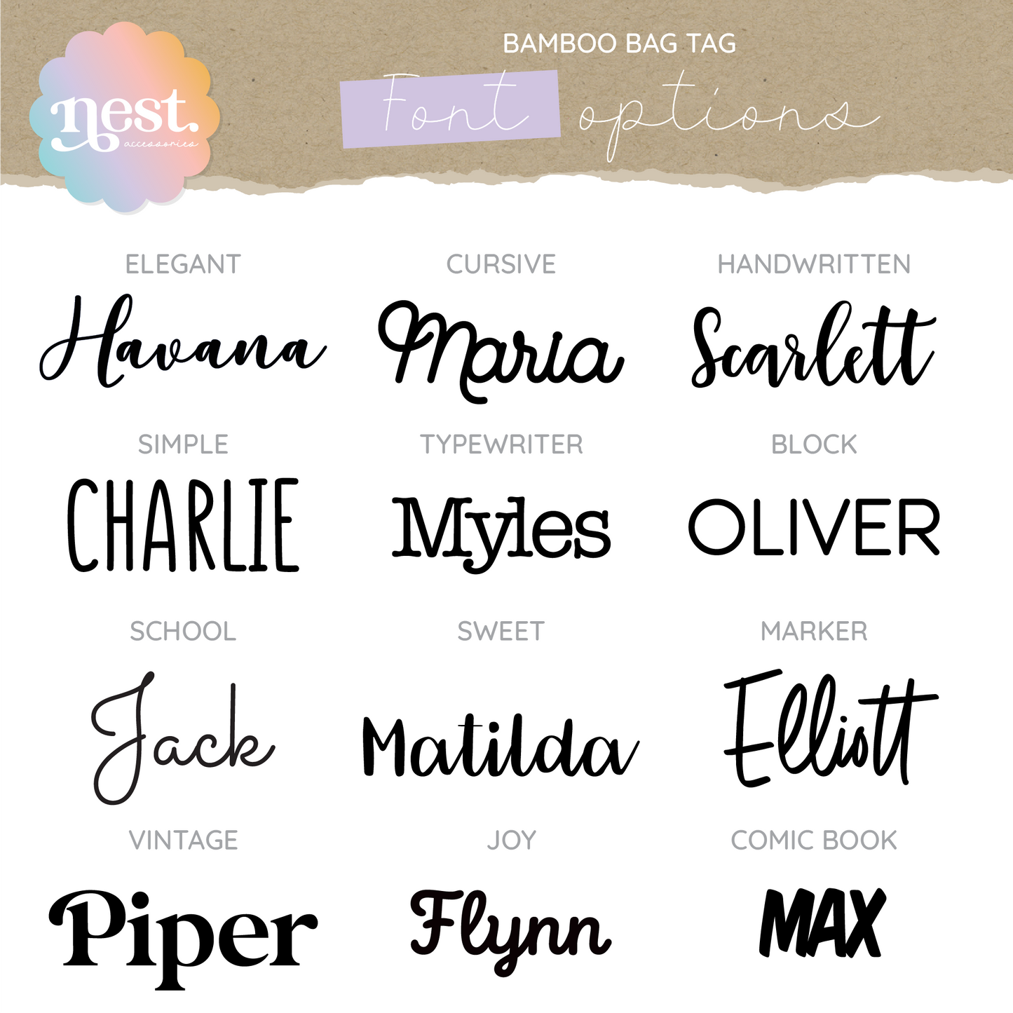 Bamboo Bag Tag with Charm