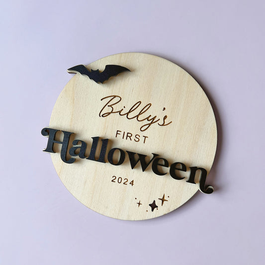 My First Halloween Milestone Plaque - Bat Design