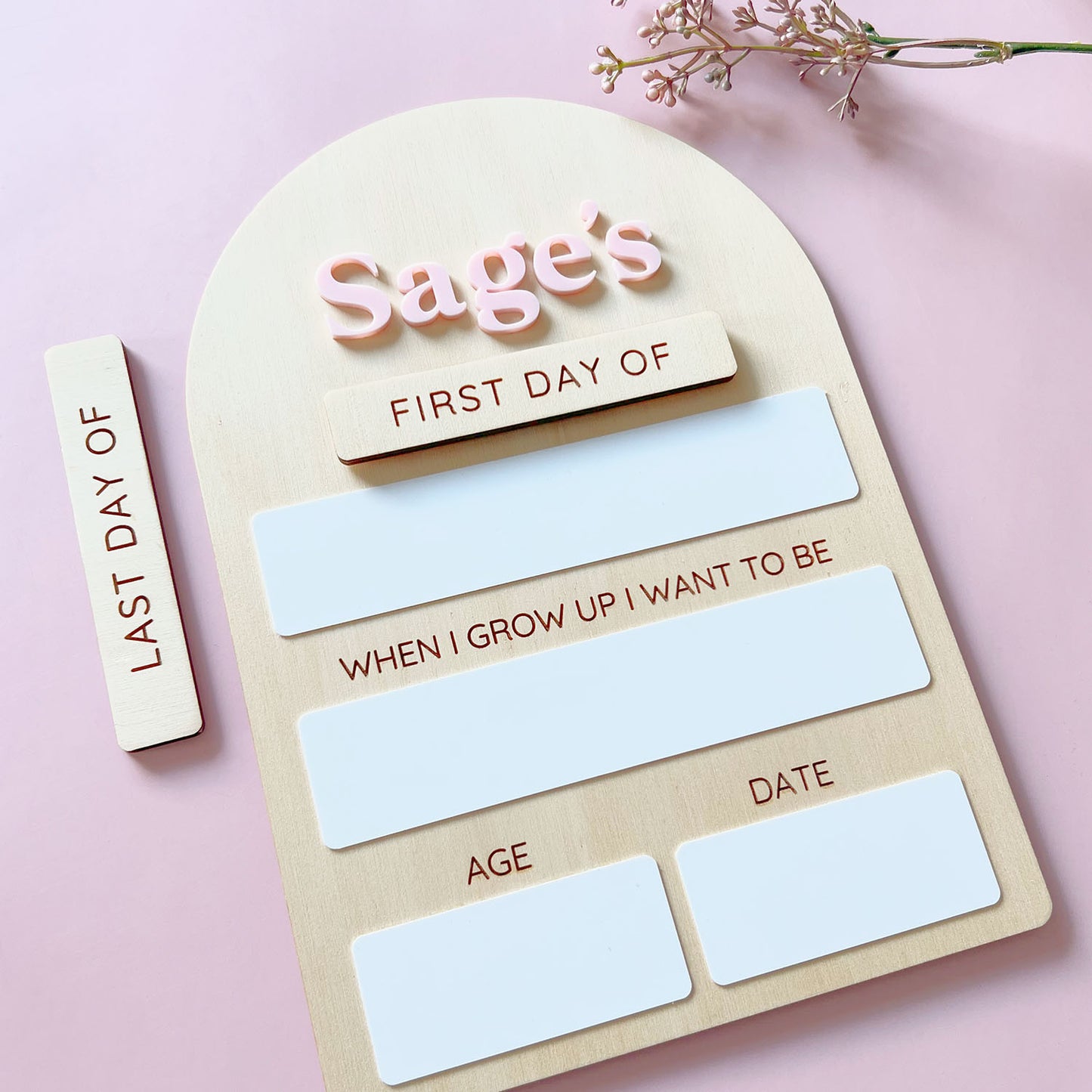 Personalised First/Last Day Milestone Board