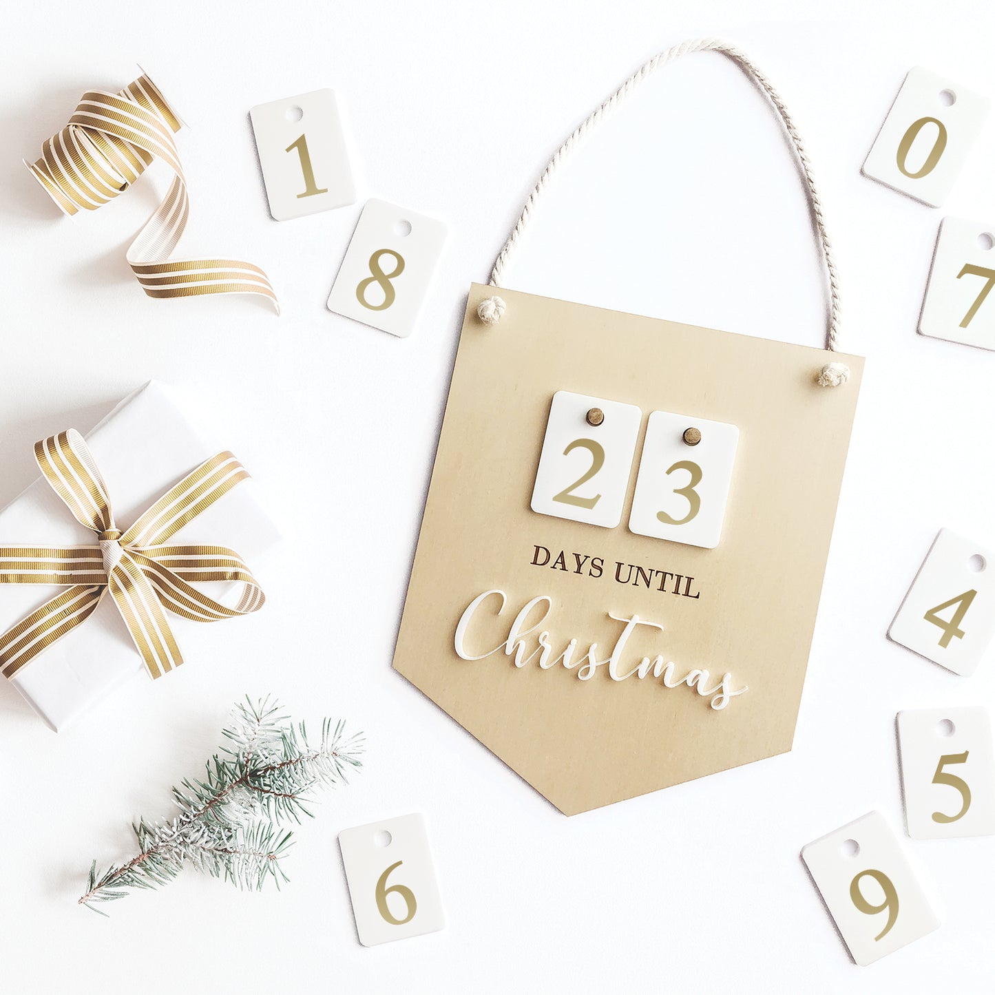 Christmas Countdown Banner with Acrylic Numbers - Classic Design