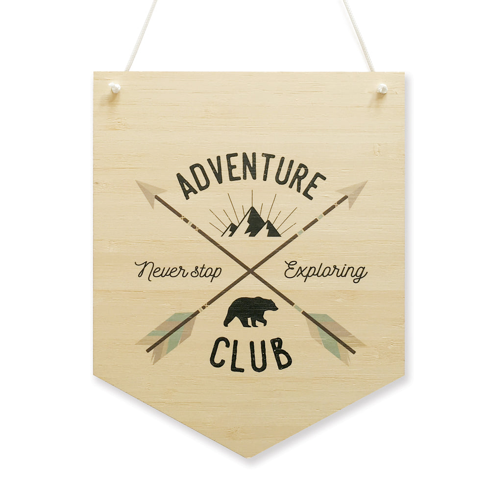 Adventure Club Wooden Banner