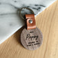 This Dad Belongs to Wood & Leather Round Keyring