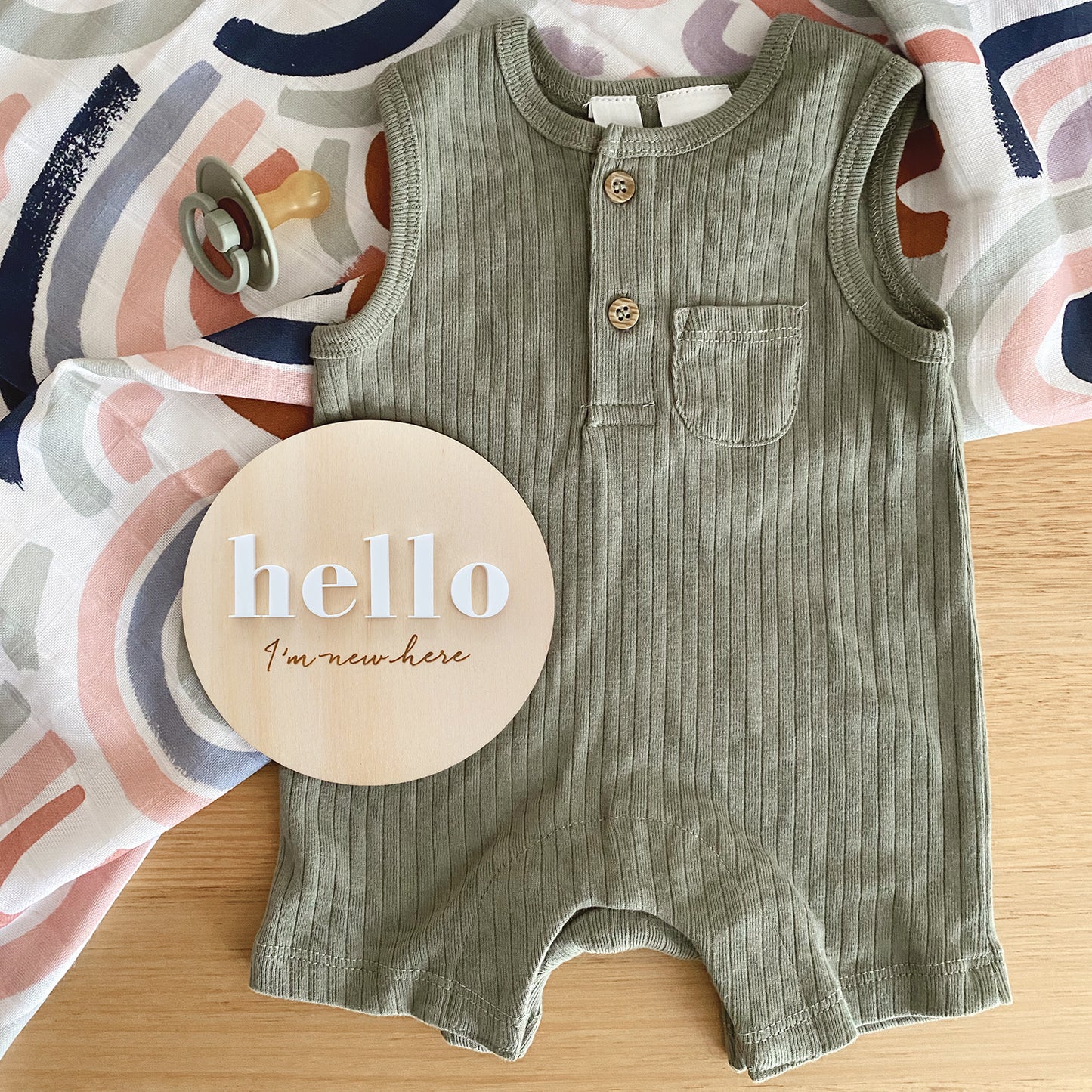 Hello, I'm New Here Birth Announcement Plaque