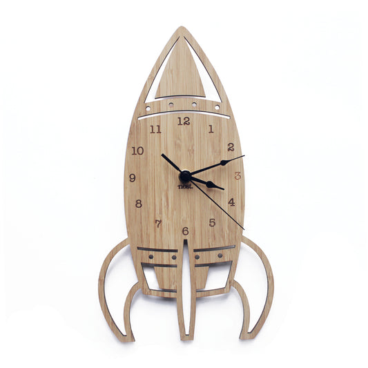 Rocket Wall Clock - Wood