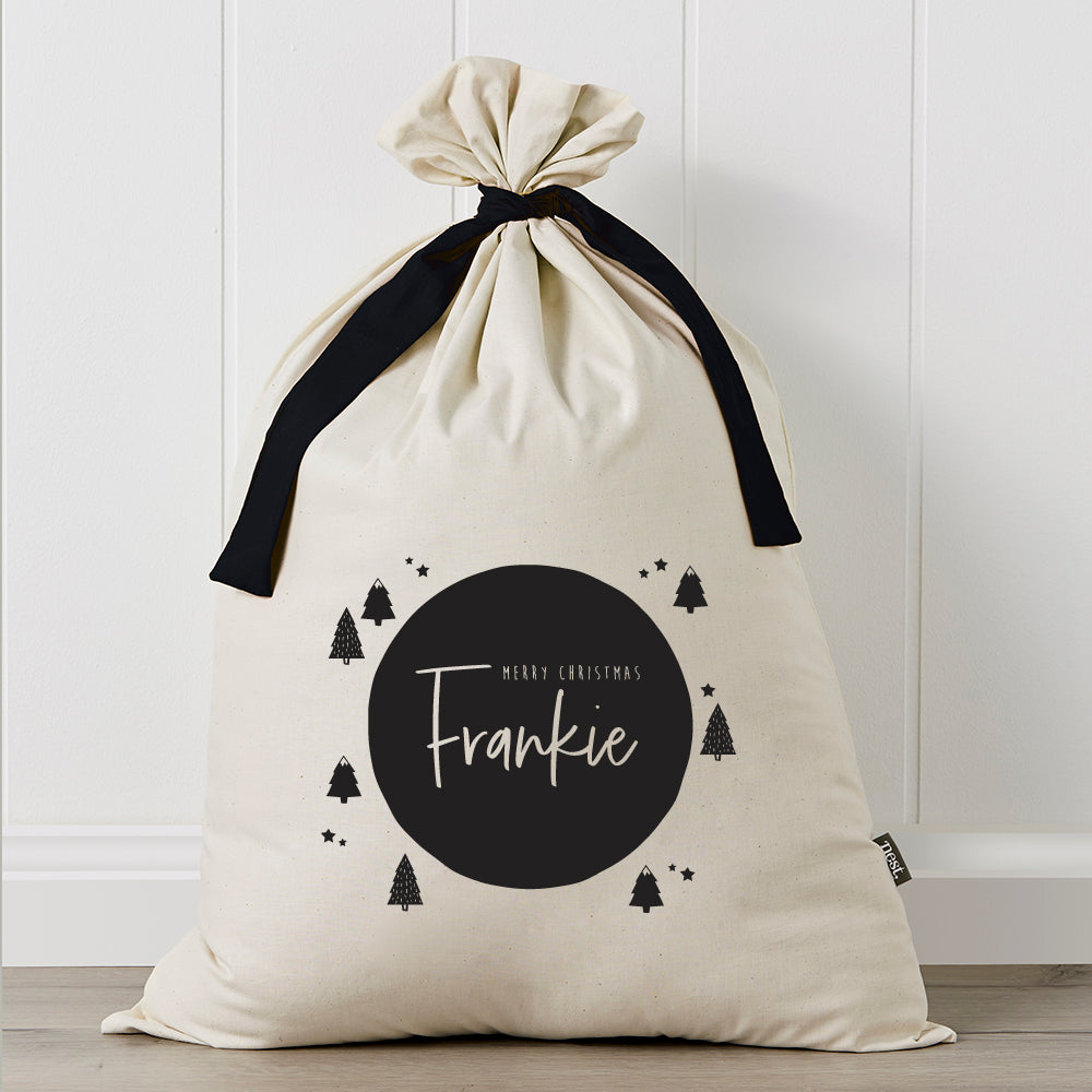 Monochrome Trees Personalised Santa Sack