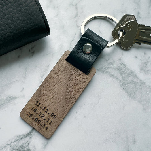 Special Dates Father's Day Wood & Leather Keyring